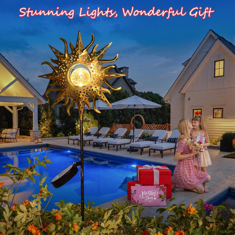 Large crackle glass solar lights best sale